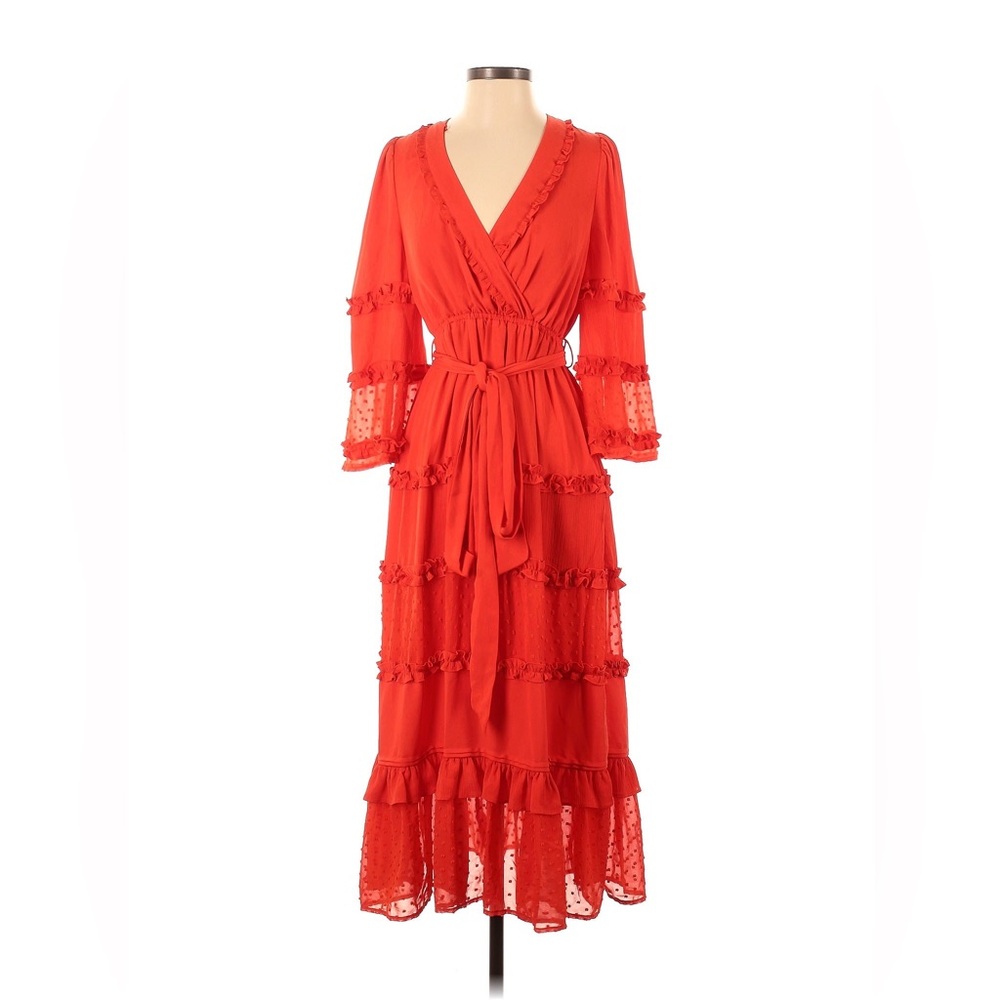 Bright red-orange angel sleeve midi dress - Alexis for Target
